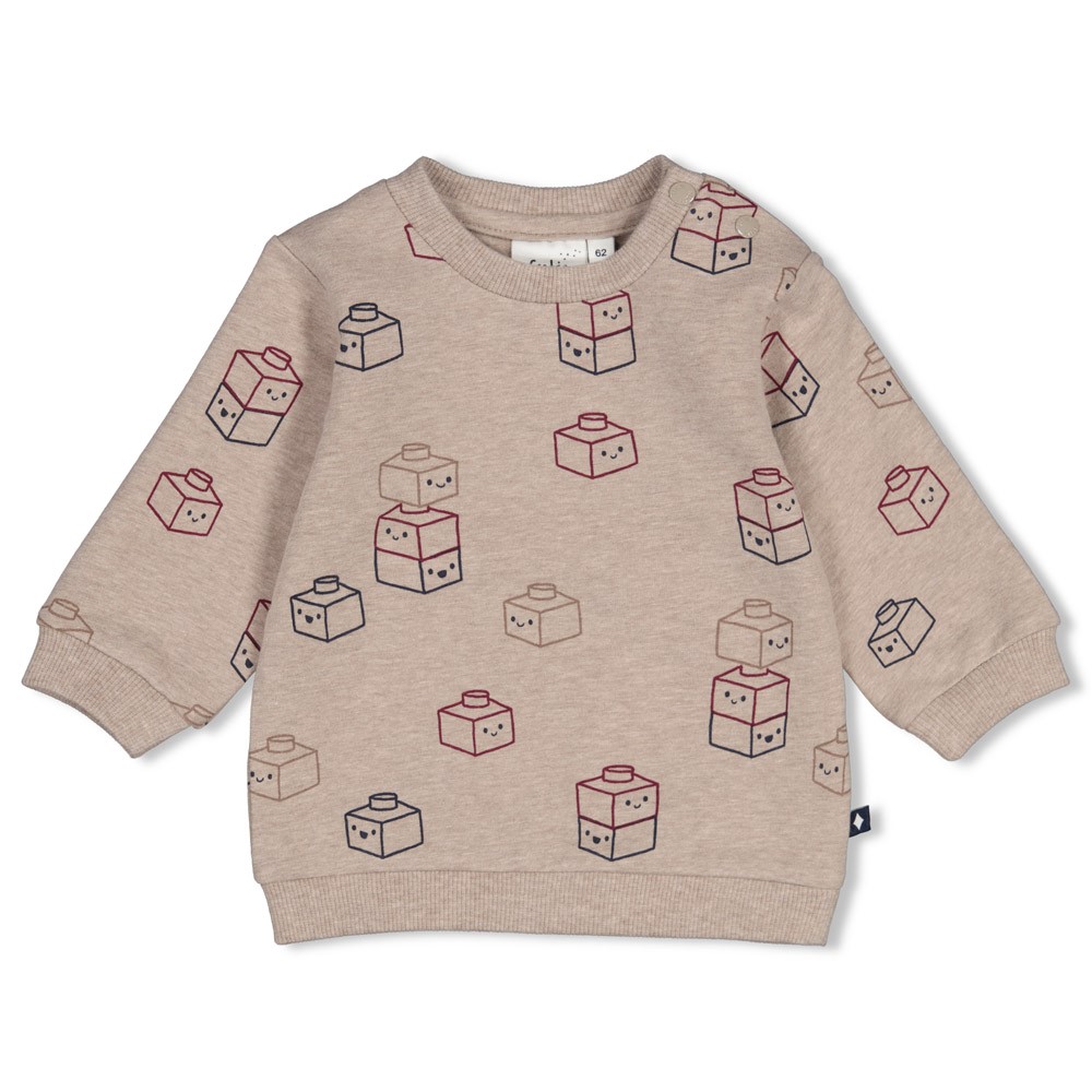 Feetje | Sweater Boys Built for Fun Taupe Melange