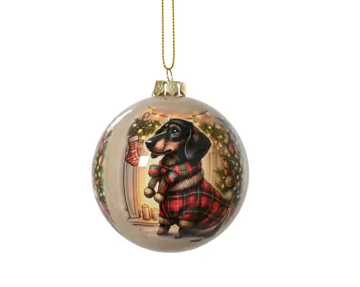 Decoris | Kerstbal Polyfoam Shiny Dog Ø8cm