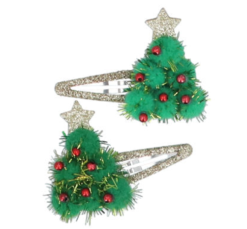 Gisela Graham | Haarspeld Pom Pom Christmas Tree 2-pack  