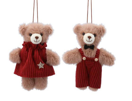 Gisela Graham | Hangfiguur Mr/Mrs Teddy in Corduroy 12cm
