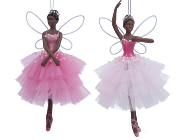 Gisela Graham | Hangfiguur Pink/Irid Ballerina Resin/Fabric Assortiment