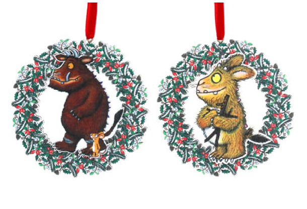 Gisela Graham | Hangfiguur Gruffalo Mouse/Child in Holly Wreath Wood Assortiment    