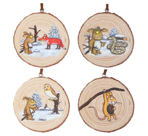 Gisela Graham | Hangfiguur Gruffalo & Gruffalo's Child  Wood Log Dec 7cm Assortiment