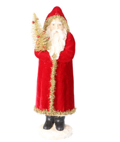 Gisela Graham | Beeld Santa Red Coat w Gold Tinsel 43cm    
