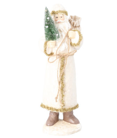 Gisela Graham | Beeld Santa  Cream & Gold w Tree 46cm