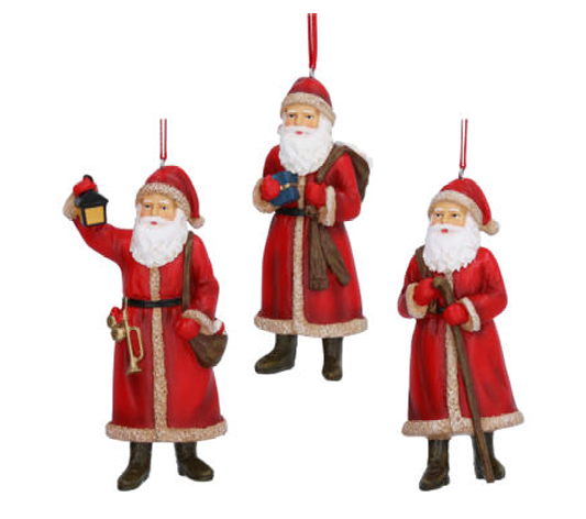 Gisela Graham | Hangfiguur Santa w Crook/Lantern/Gift Resin 13cm Assortiment 