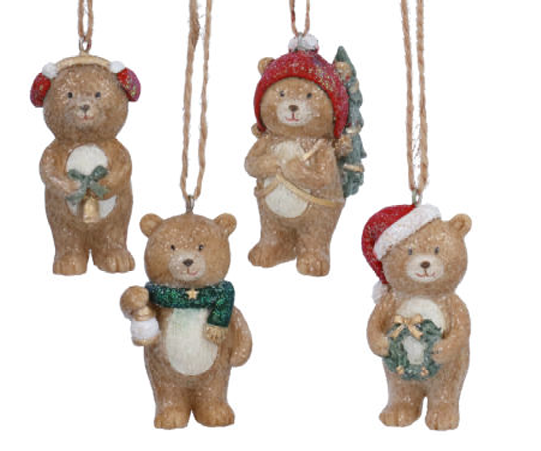 Gisela Graham | Hangfiguur Teddy w Hat/Scarf/Earmuffs Resin Assortiment