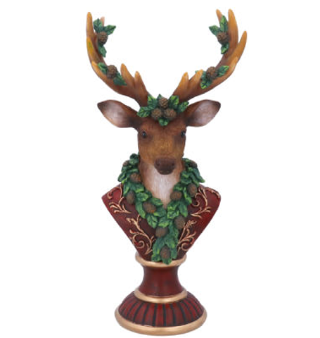 Gisela Graham | Beeld Reindeer Bust w Leaf Garland Resin