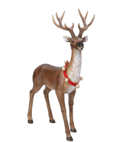 Gisela Graham | Beeld Stag Sleigh Bell Collar Resin 44cm