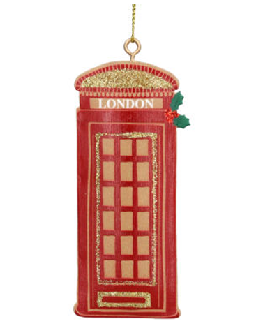Gisela Graham | Hangfiguur London Telephone Box Gold Glitter