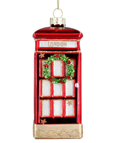 Gisela Graham | Hangfiguur London Phone Box w Wreath Glas