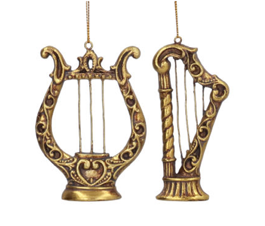 Gisela Graham | Hangfiguur Gold Lyre/Harp Resin 10cm Assortiment           