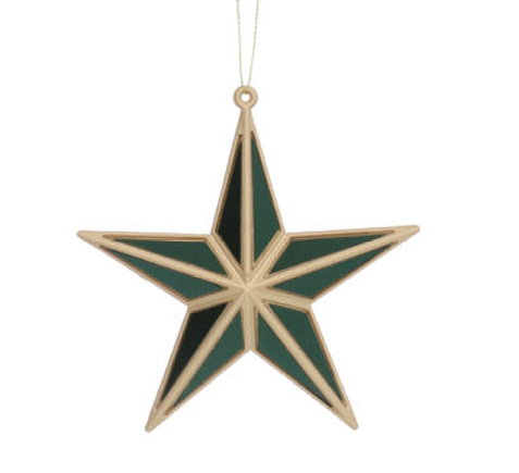 Gisela Graham | Hangfiguur 5-Point Green/Mirror Star Acrylic Gold  