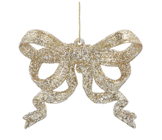 Gisela Graham | Hangfiguur Glitter Bow Acrylic Gold                     