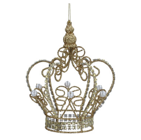Gisela Graham | Hangfiguur Sparkling Wire/Pearl Crown Gold              