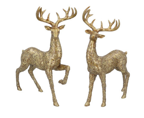 Gisela Graham | Beeld Stag Resin Embossed Gold Assortiment
