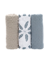 Noukies | Tetra Doek Moon Feathers 70x70cm Wit/Bruin/Blauw 3-pack