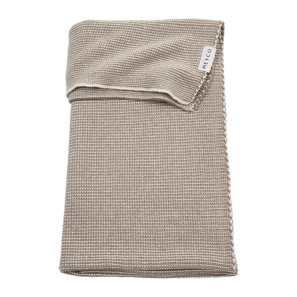Meyco | Deken Stripe Dark Gebreid Taupe/Natural  Bruin/Ecru 100x150cm