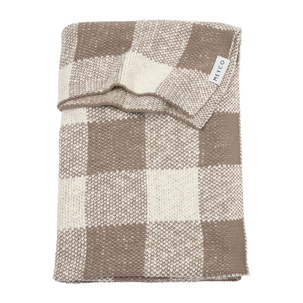 Meyco | Deken Block Gebreid Dark Taupe Bruin/Ecru 75x100cm