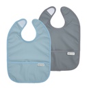 Meyco | Slabbetje met Kruimelvanger Dark Grey Blue/Jeans Blue Grijs/Blauw 2-pack