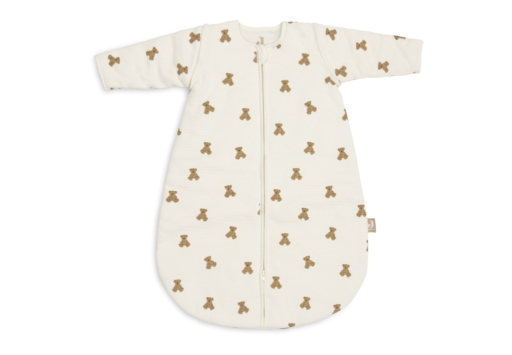 Jollein | Slaapzak Mini Teddy Bear Waffle met Afritsbare Mouwen Wit/Bruin 60cm 