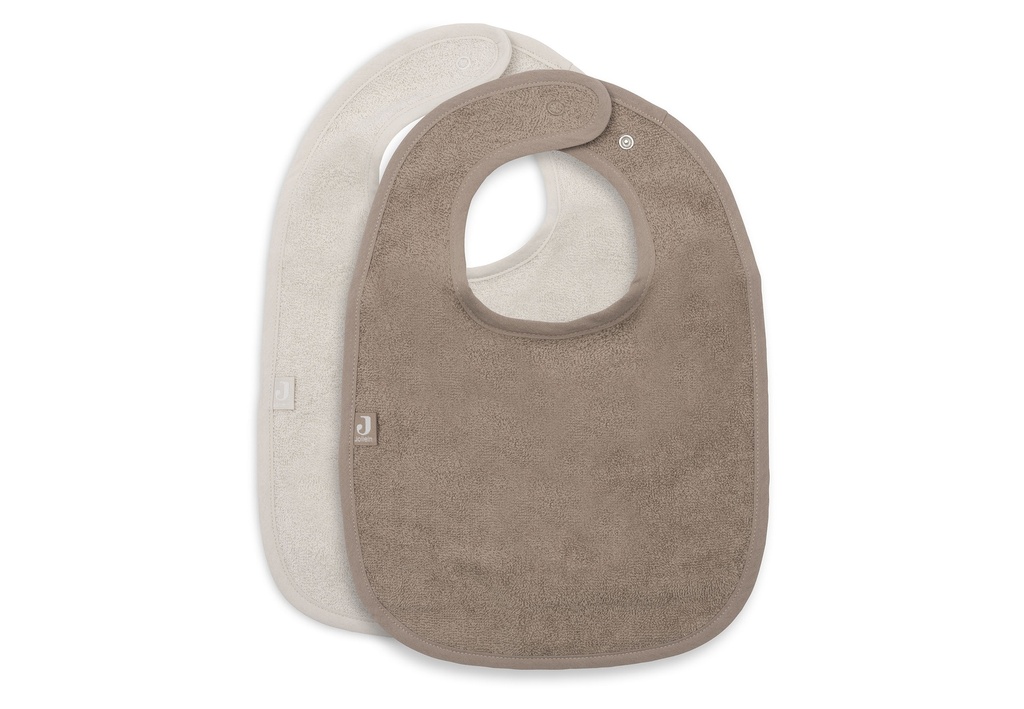 Jollein | Slabbetje Sand/Milky Coffee Badstof Drukknopen Ecru/Bruin 2-pack