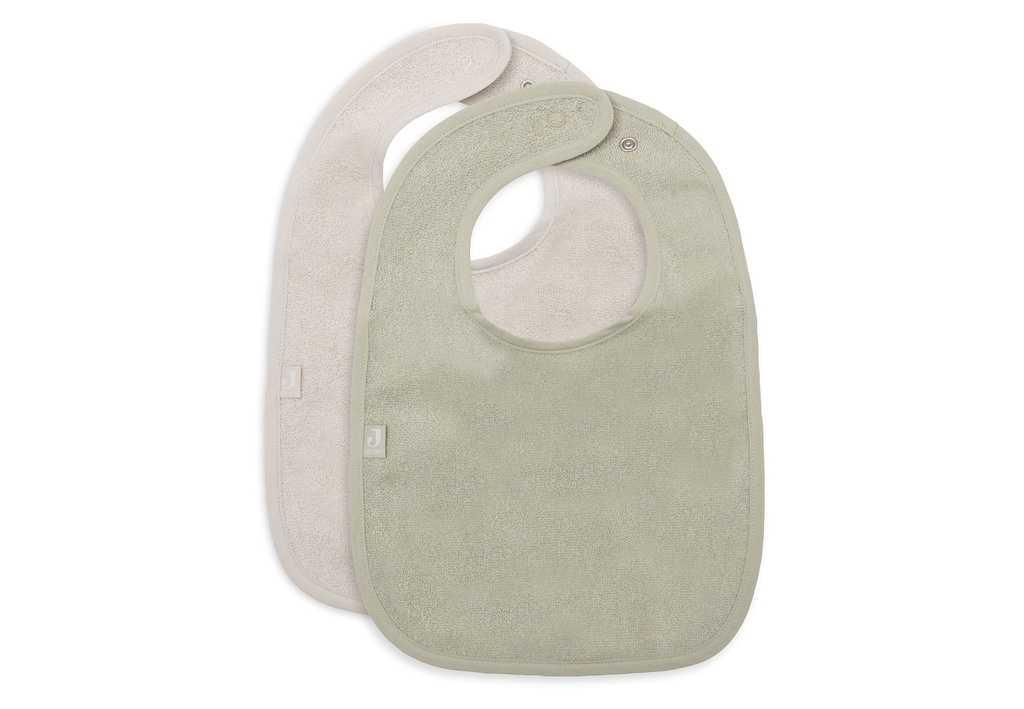 Jollein | Slabbetje Soft Matcha/Sand Badstof Drukknopen Groen/Ecru 2-pack