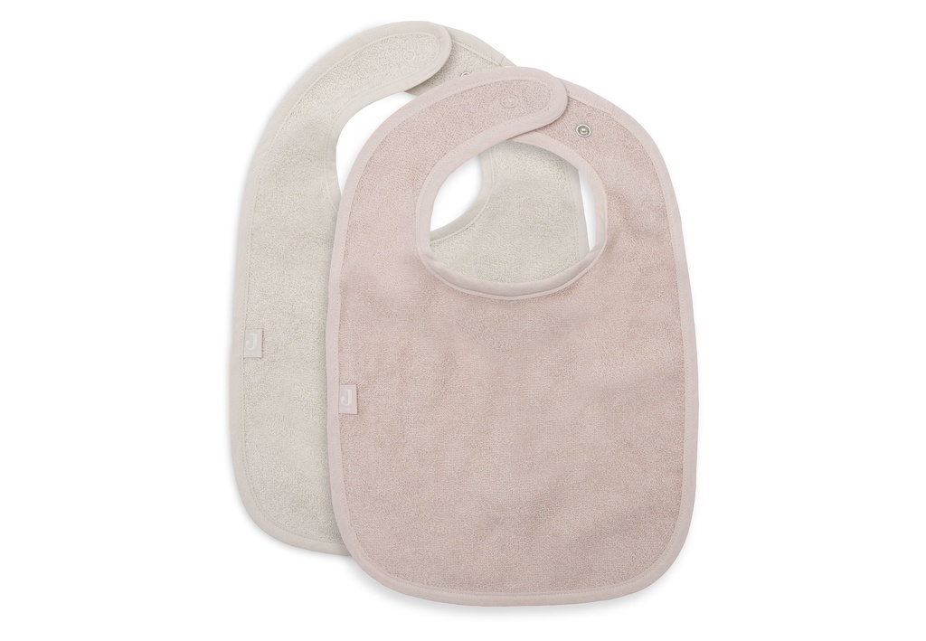 Jollein | Slabbetje Silk Rose/Sand Badstof Drukknopen Roze/Ecru 2-pack