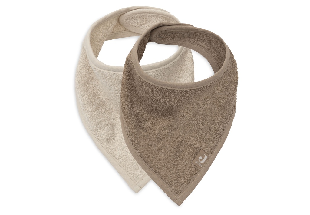 Jollein | Spuugdoekje  Sand/Milky Coffee Drukknopensluiting Ecru/Bruin 2-pack
