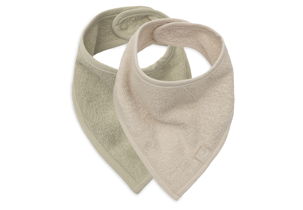 Jollein | Spuugdoekje Soft Matcha/Sand Drukknopensluiting Groen/Zand 2-pack 