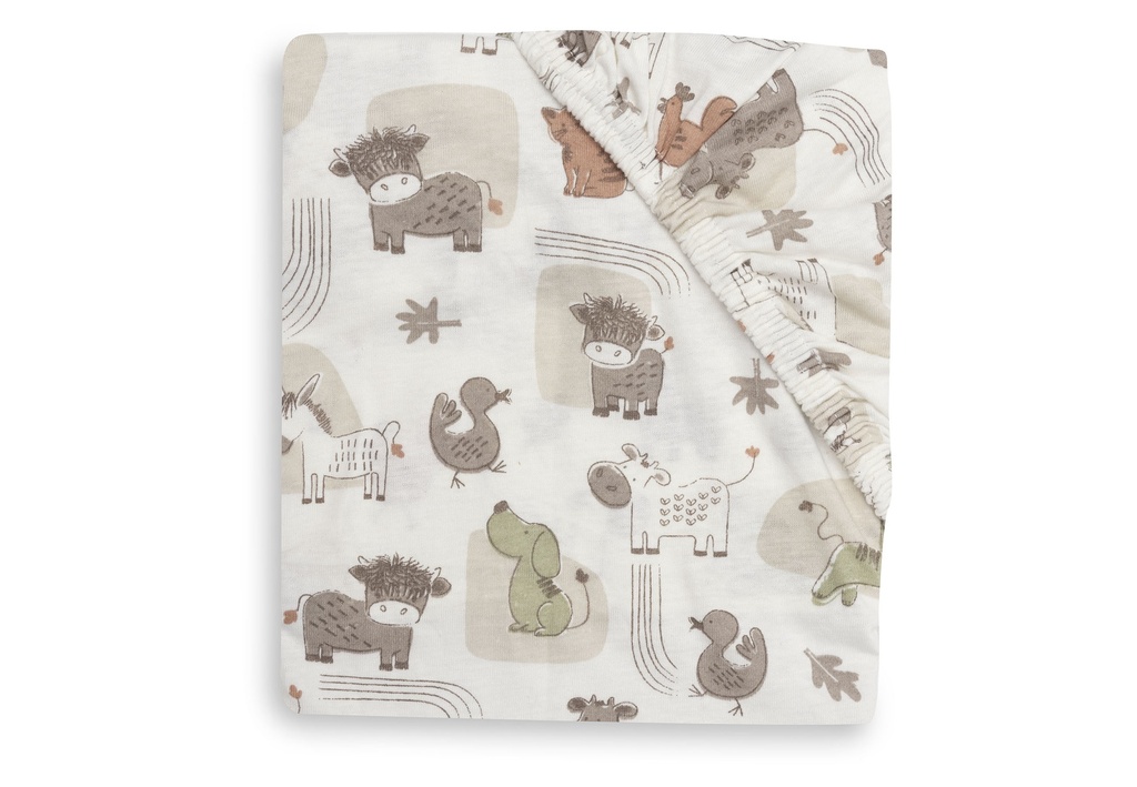 Jollein | Hoeslaken Barn Buddies Jersey Ecru 60x120cm