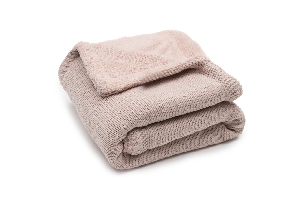 Jollein | Deken Wieg Silk Rose/Fluffy Sprinkle Knit Roze 75x100cm 
