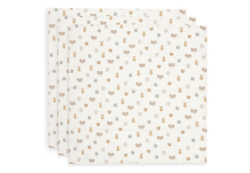 Jollein | Tetra Doek Jollies Ecru 70x70cm 3-pack