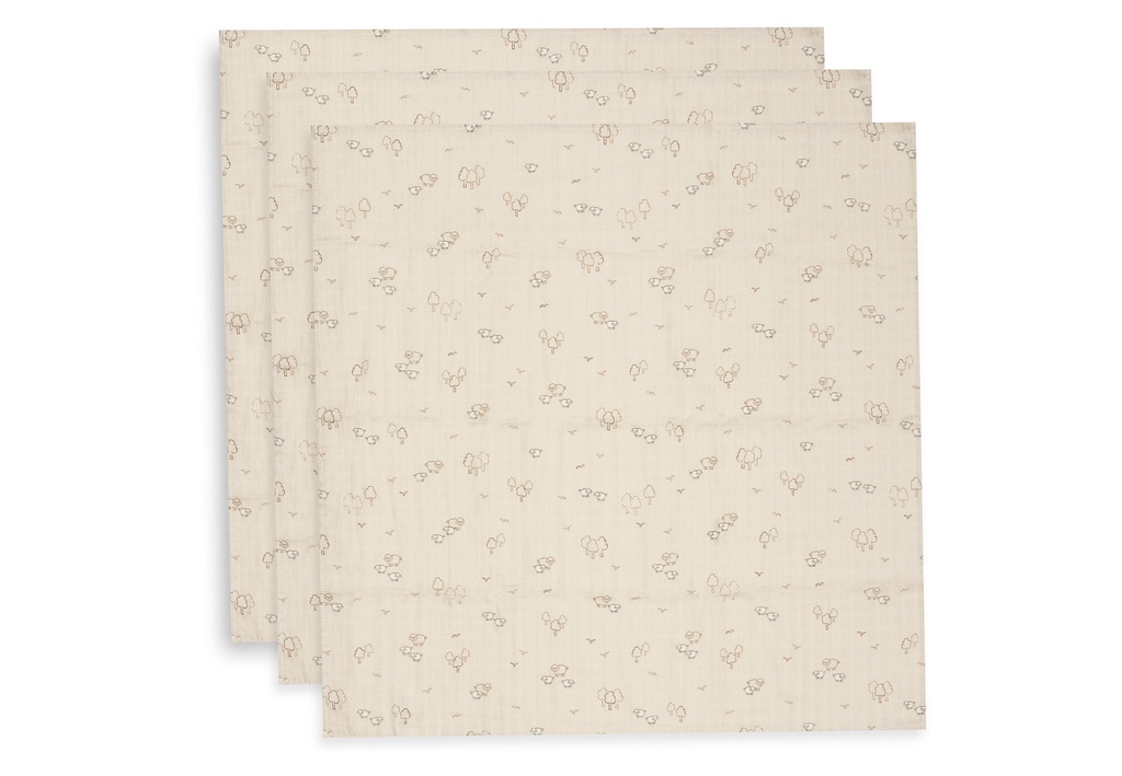 Jollein | Tetra Doek Woolly Zand 70x70cm 3-pack