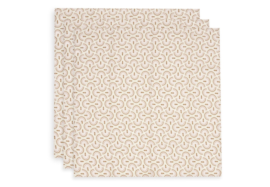 Jollein | Tetra Doek Soft Plumes Ecru/Bruin 70x70cm 3-pack