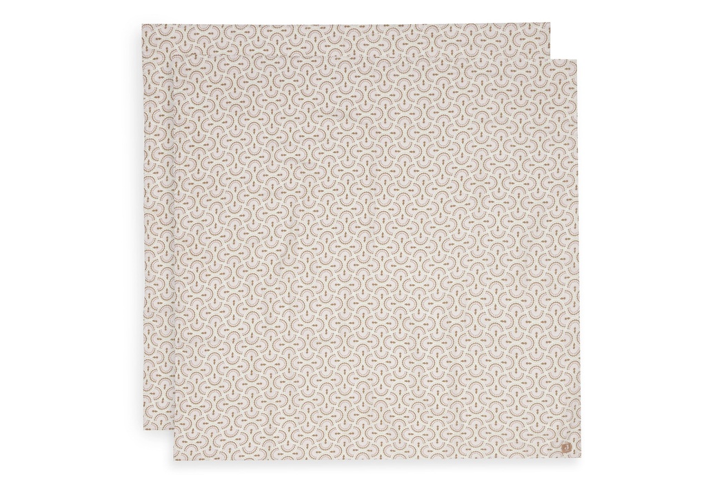 Jollein | Tetra Doek Soft Plumes Ecru/Bruin 115x115cm  2-pack