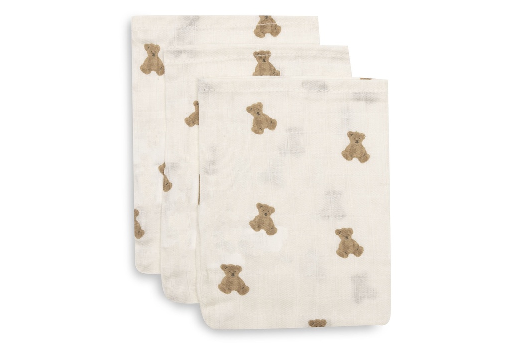 Jollein | Washandje Mini Teddy Bear Ecru/Wit 15x20cm 3-pack