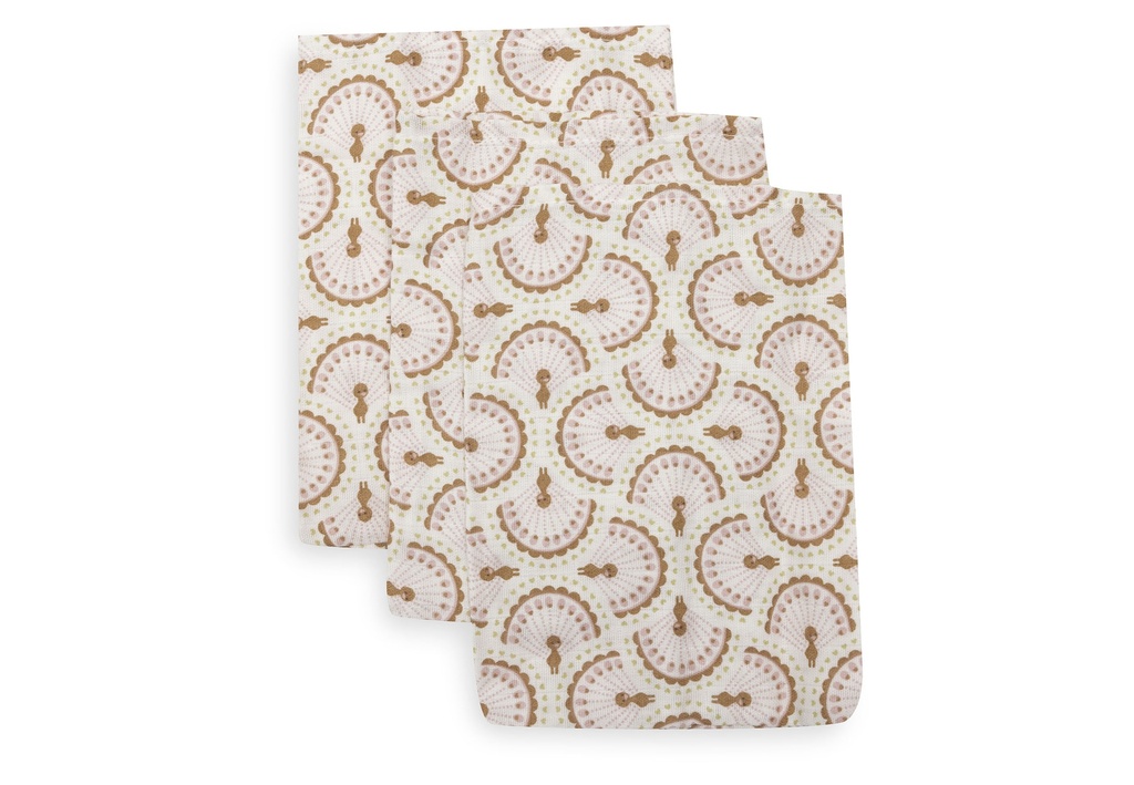 Jollein | Washandje Soft Plumes Ecru-Bruin 15x20cm 3-pack