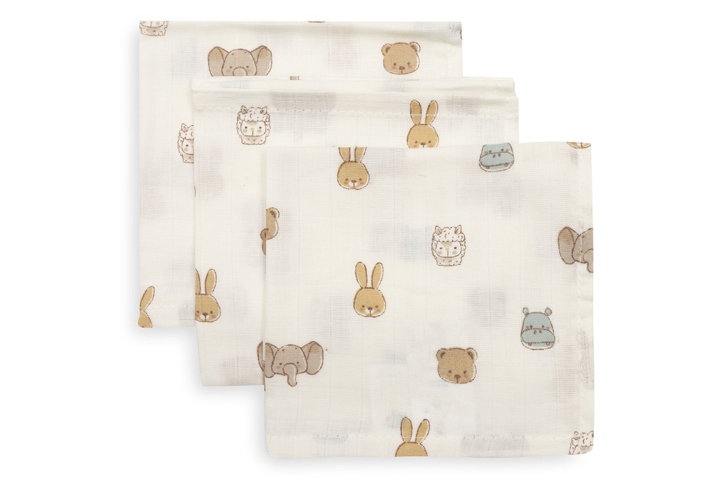 Jollein | Monddoekje Jollies Ecru 31x31cm 3-pack