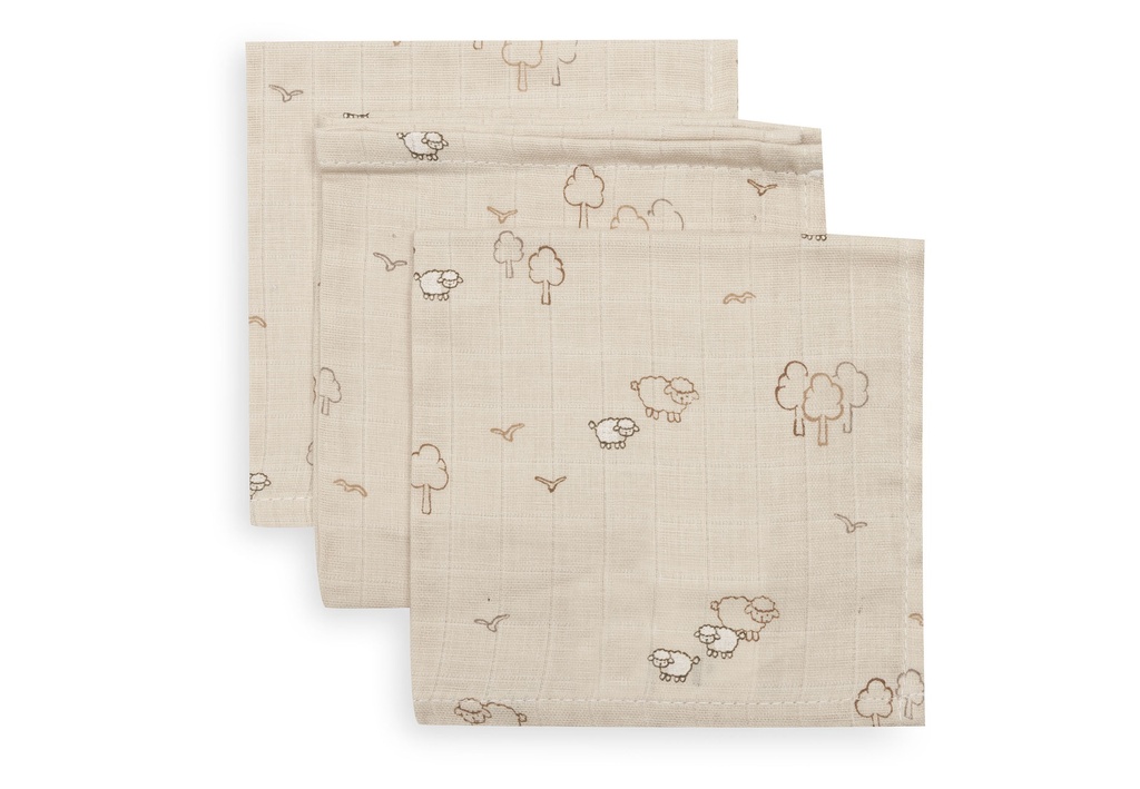 Jollein | Monddoekje Woolly Zand 31x31cm 3-pack