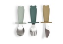 Jollein | Bestek Lepel/Vork/Mes Natural Shades Groen/Ecru Siliconen 3-delig