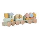 Little Dutch | Blokken Safari Friends Blokkentrein Hout Groen +12m