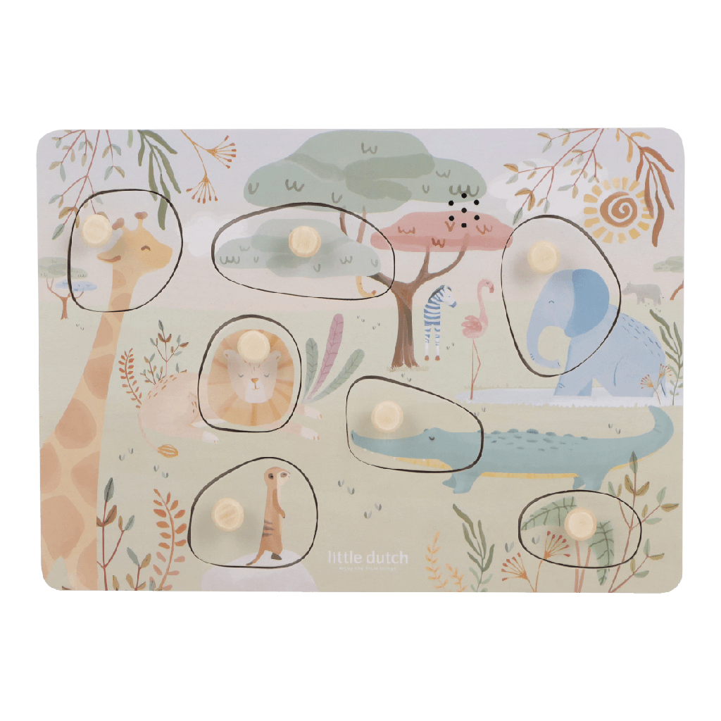 Little Dutch | Puzzel Safari Friends Geluidenpuzzel Hout +12m