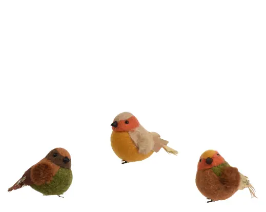 Decoris | Beeld Vogel Wol 7x10x7cm Assortiment 