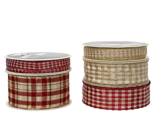 Decoris | Lint Kerst Rood/Wit/Goud 200x4cm Assortiment 