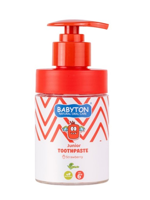 Babyton | Tandpasta Natuurlijke Tandpasta Fluoridevrij Aardbei Pompflacon 200g