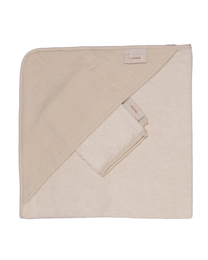 Pericles | Badcape met Washandje Teckel Creme