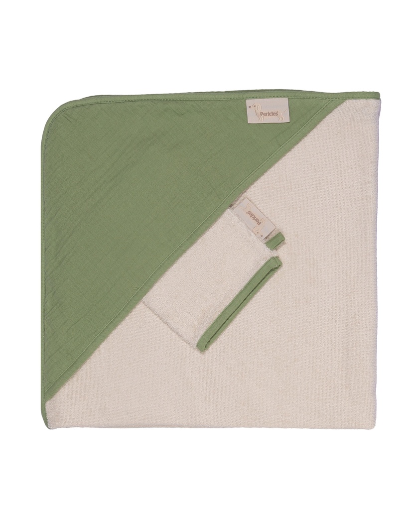 Pericles | Badcape met Washandje Teckel Matcha