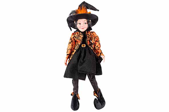 Cosy & Trendy | Figuur Heks Deluxe Oranje/Zwart 30x30xH50cm