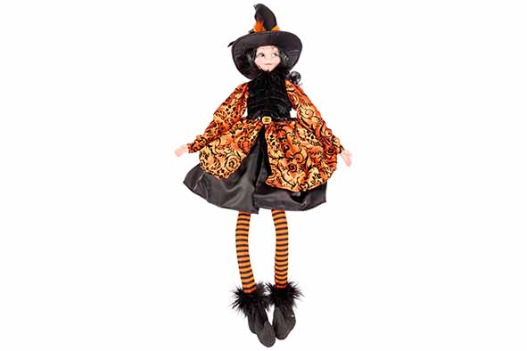 Cosy & Trendy | Figuur Heks Deluxe Oranje/Zwart 28x20xH80 cm